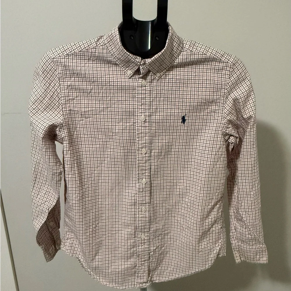 Ralph Lauren Orange and Black Plaid Shirt Size 14/16 Large